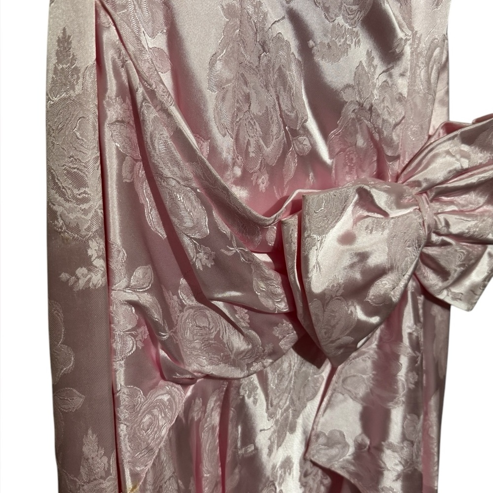 Vintage 1980s Pink Satin Floral Prom Formal Dress Size 8 Princess Diana Wedding - Picture 3 of 7